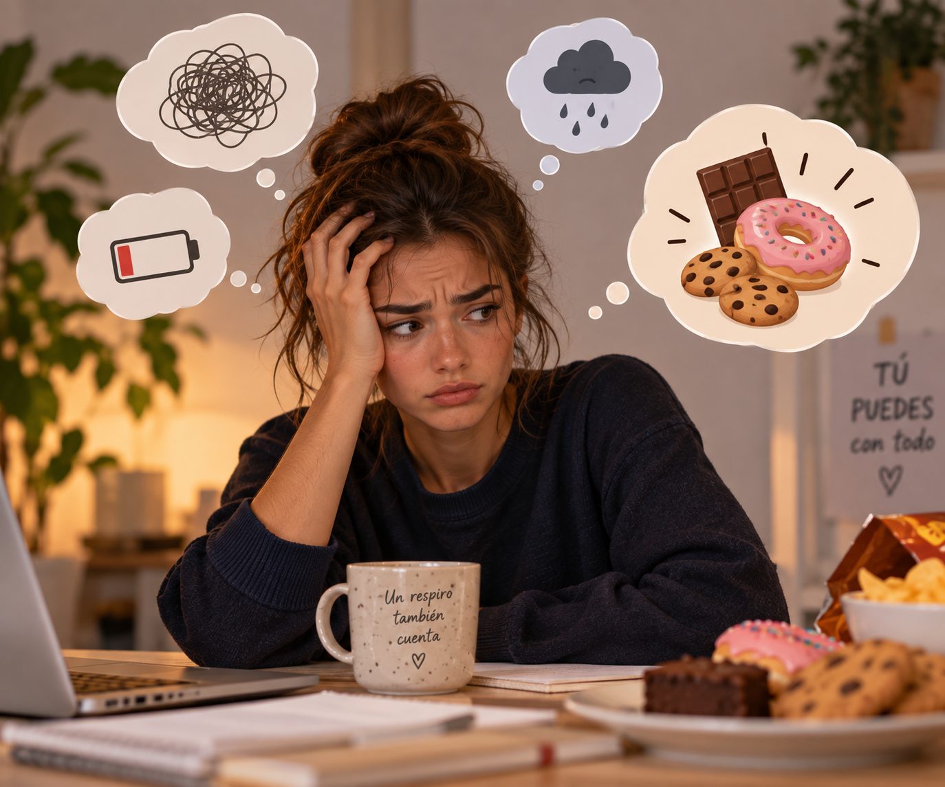 Una persona siente ansiedad ante diferentes señales relacionadas con la comida
