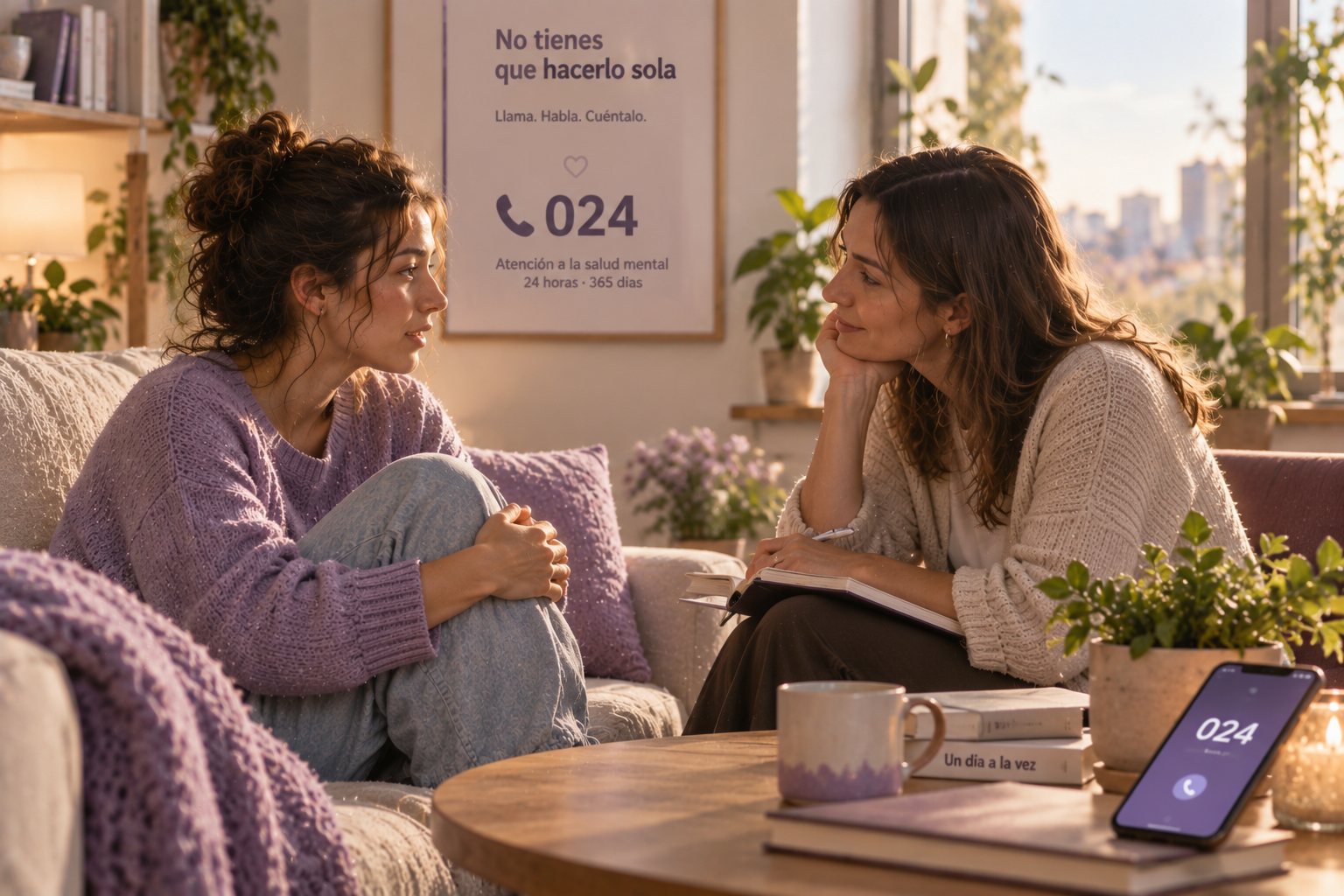 Dos personas hablando y buscando apoyo para cuidar la salud mental